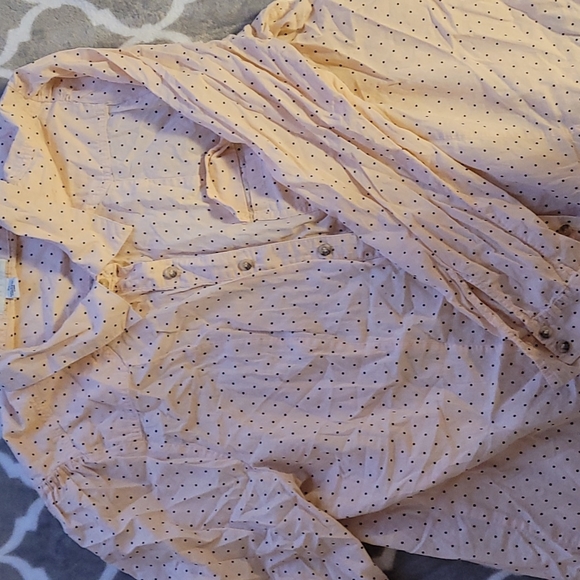 pink and black polka dot collared button down - Picture 1 of 3